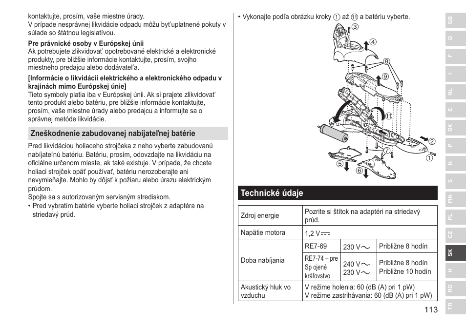 Technické údaje | Panasonic ESSL41 User Manual | Page 113 / 138