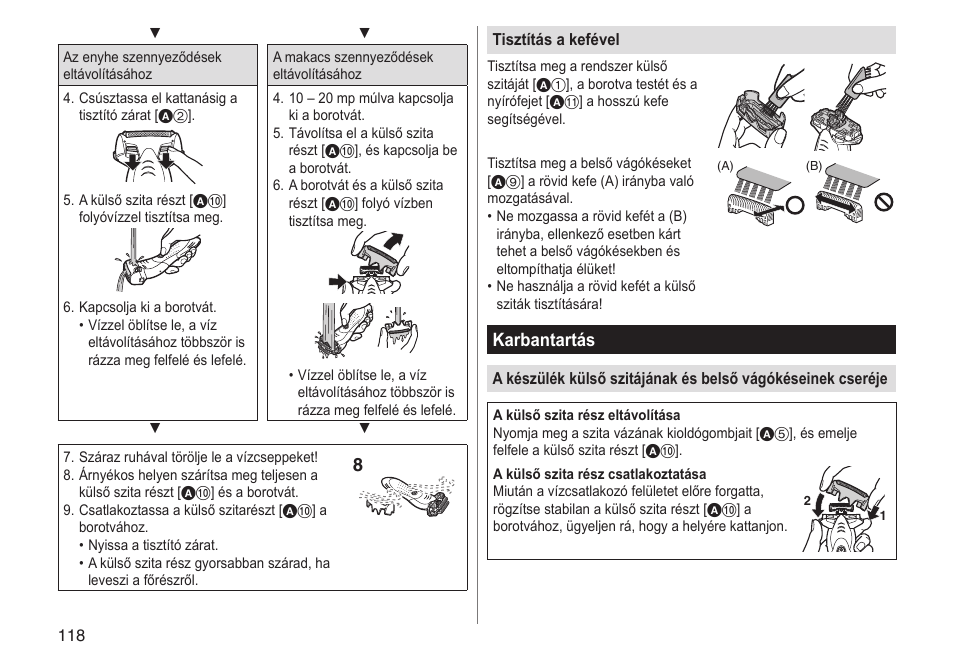 Karbantartás | Panasonic ESSL41 User Manual | Page 118 / 138