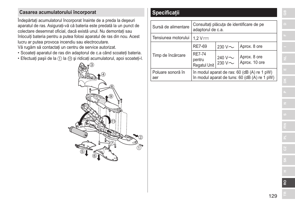 Specificaţii | Panasonic ESSL41 User Manual | Page 129 / 138