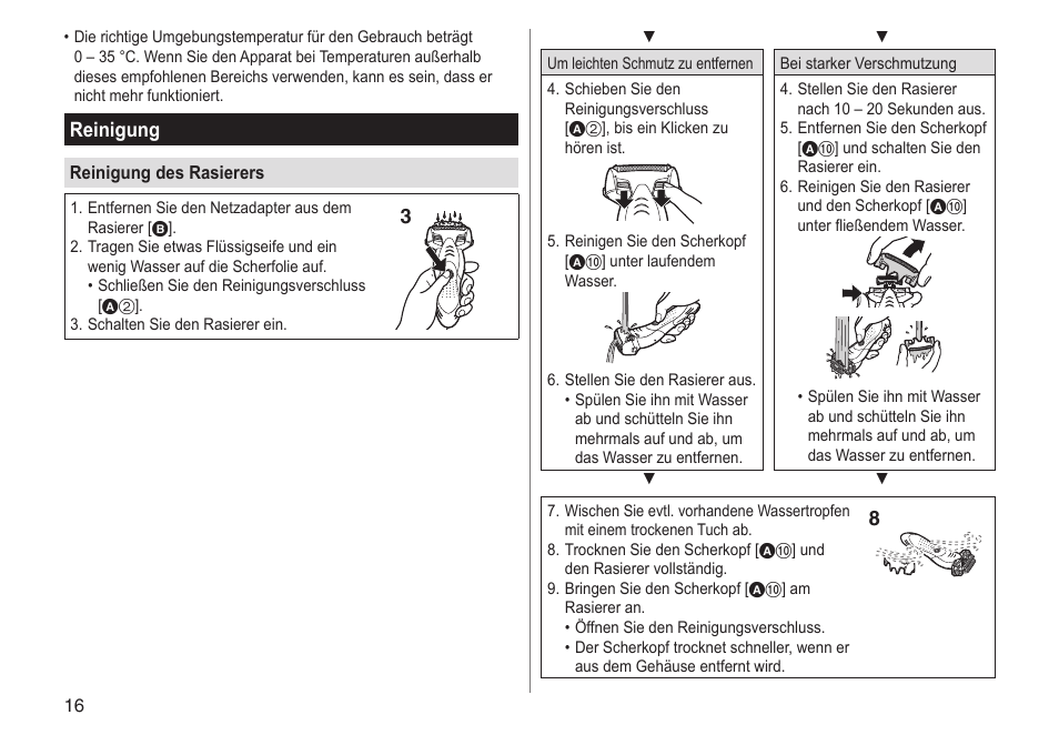 Reinigung | Panasonic ESSL41 User Manual | Page 16 / 138