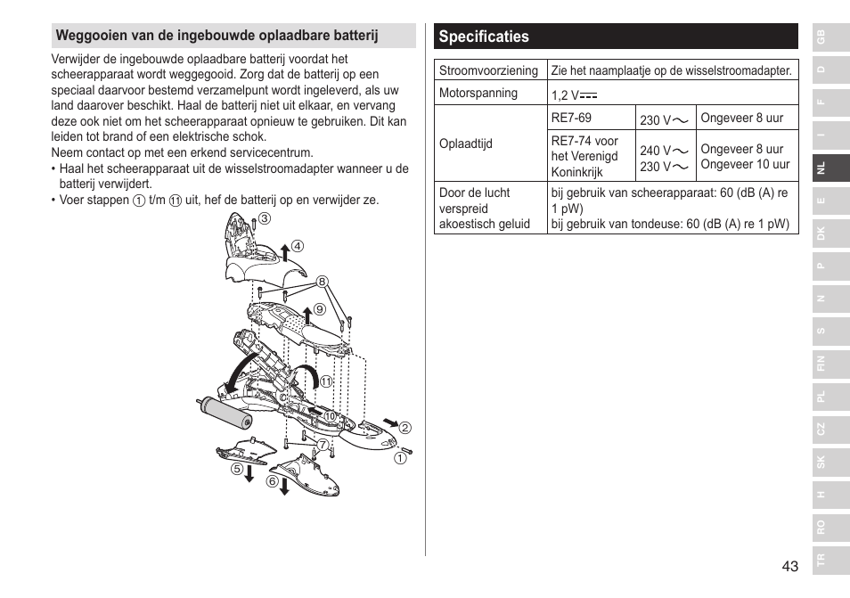 Specificaties | Panasonic ESSL41 User Manual | Page 43 / 138