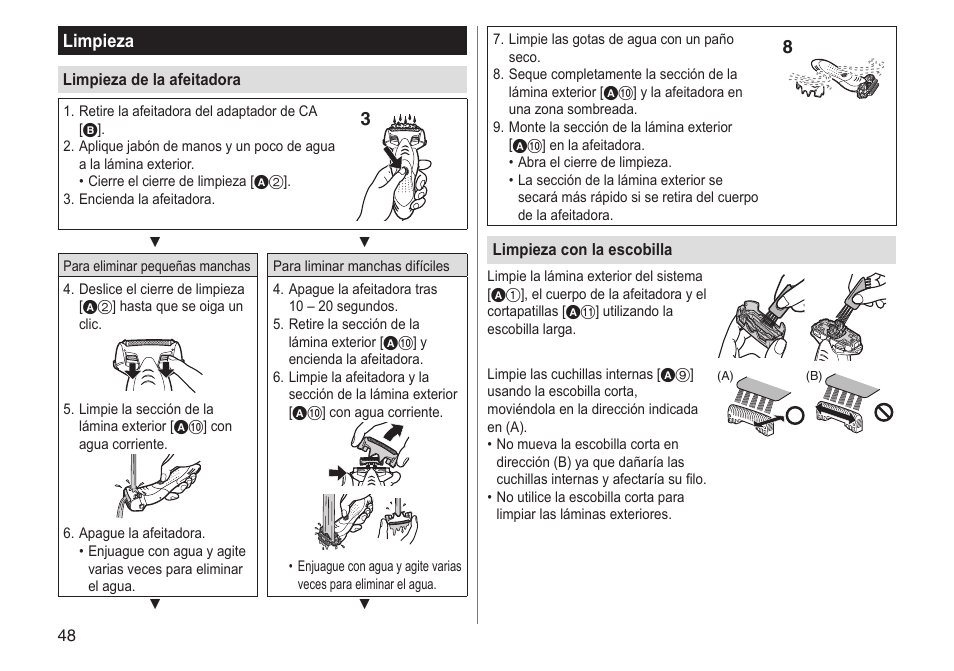 Limpieza | Panasonic ESSL41 User Manual | Page 48 / 138