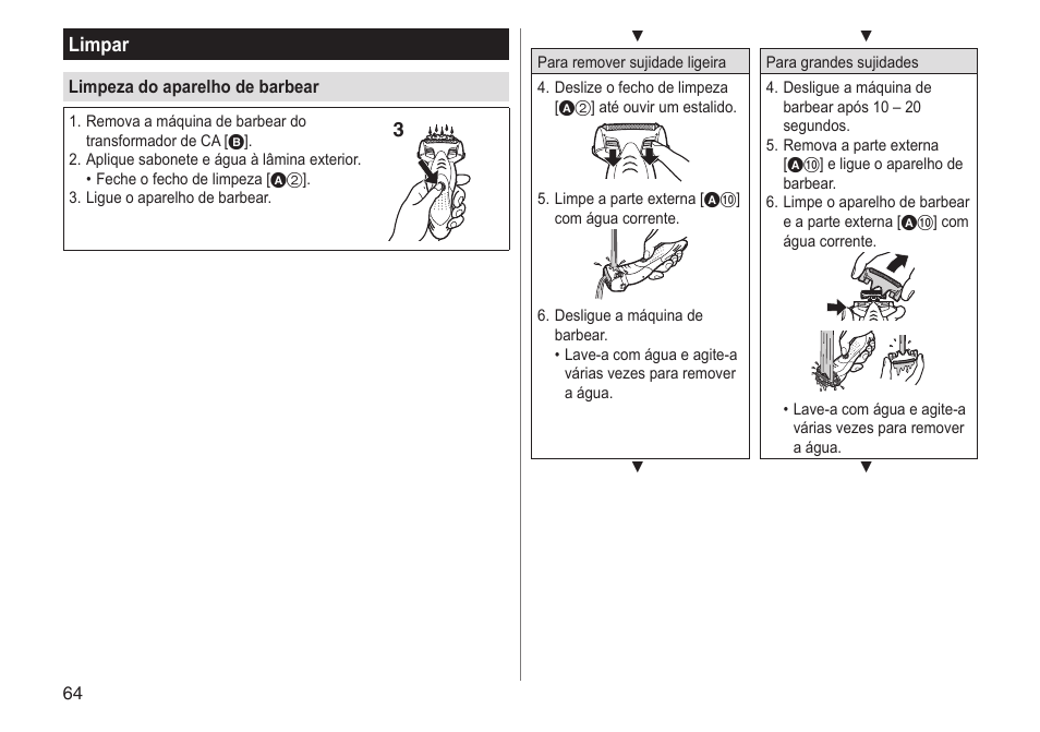 Limpar | Panasonic ESSL41 User Manual | Page 64 / 138