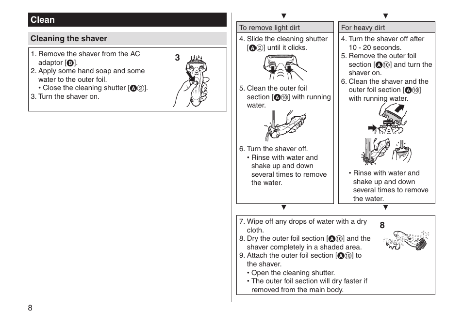 Clean | Panasonic ESSL41 User Manual | Page 8 / 138