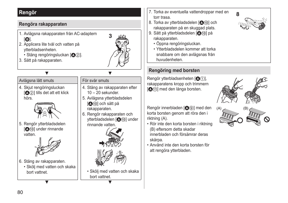 Rengör | Panasonic ESSL41 User Manual | Page 80 / 138