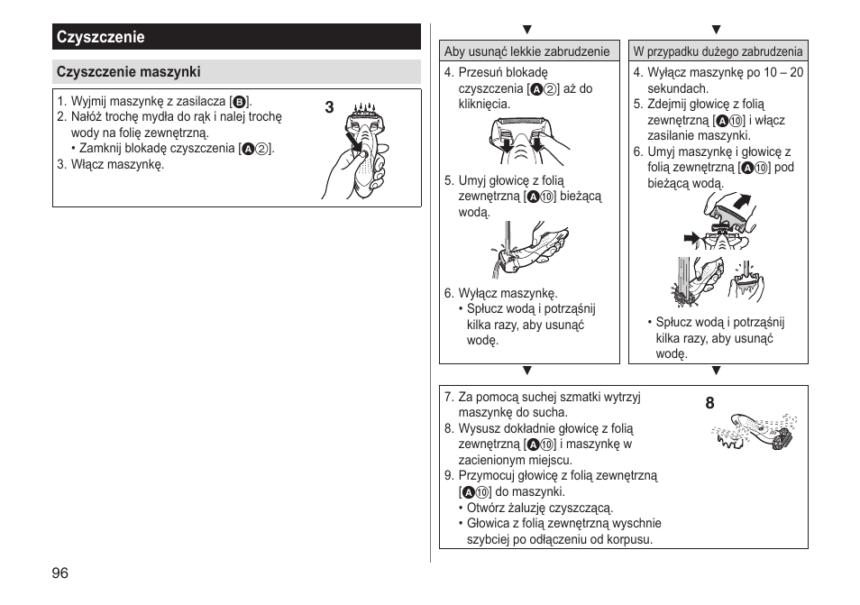 Czyszczenie | Panasonic ESSL41 User Manual | Page 96 / 138