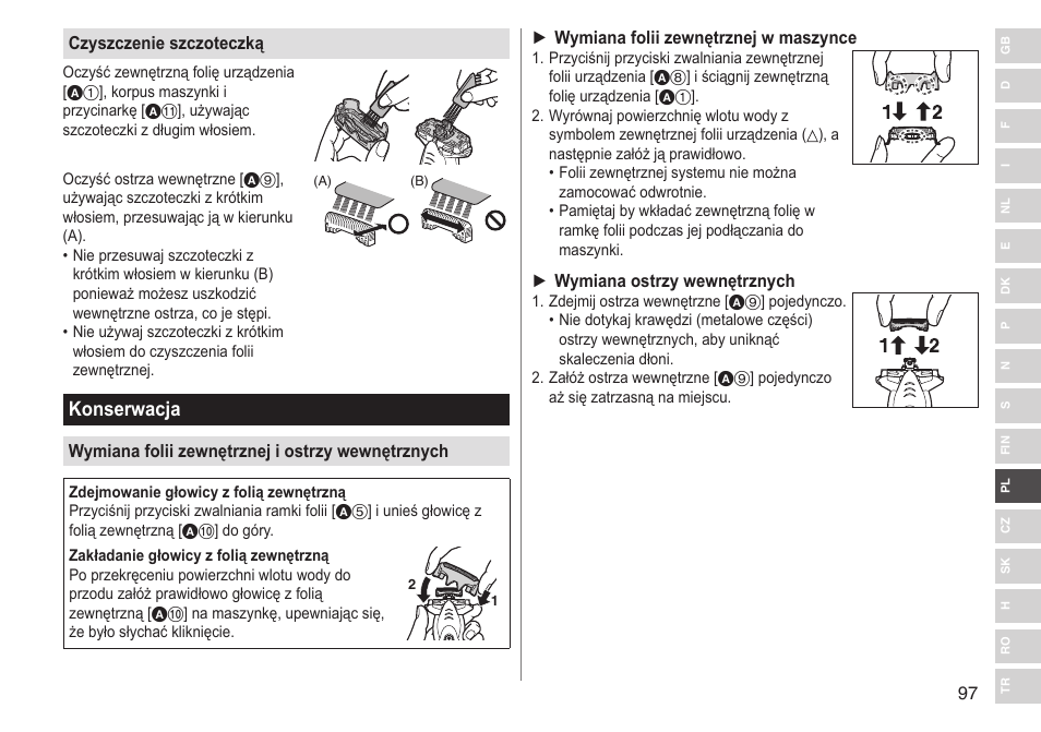 Konserwacja | Panasonic ESSL41 User Manual | Page 97 / 138