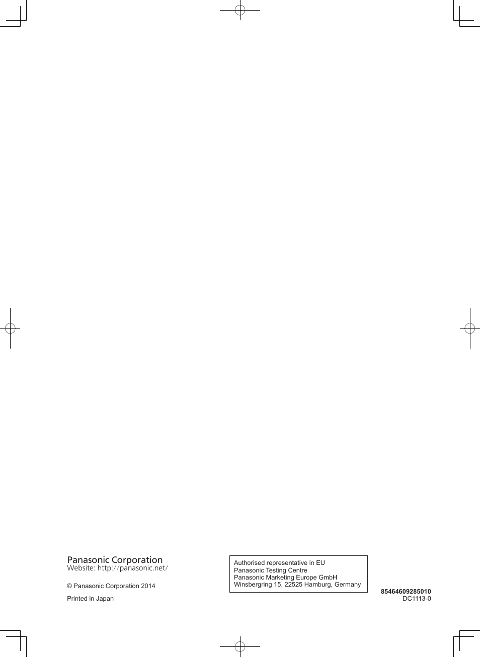 Panasonic corporation | Panasonic S45MK1E5A User Manual | Page 102 / 102