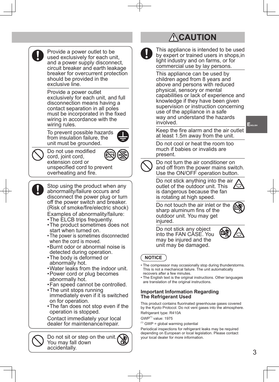 Caution | Panasonic S45MK1E5A User Manual | Page 3 / 102