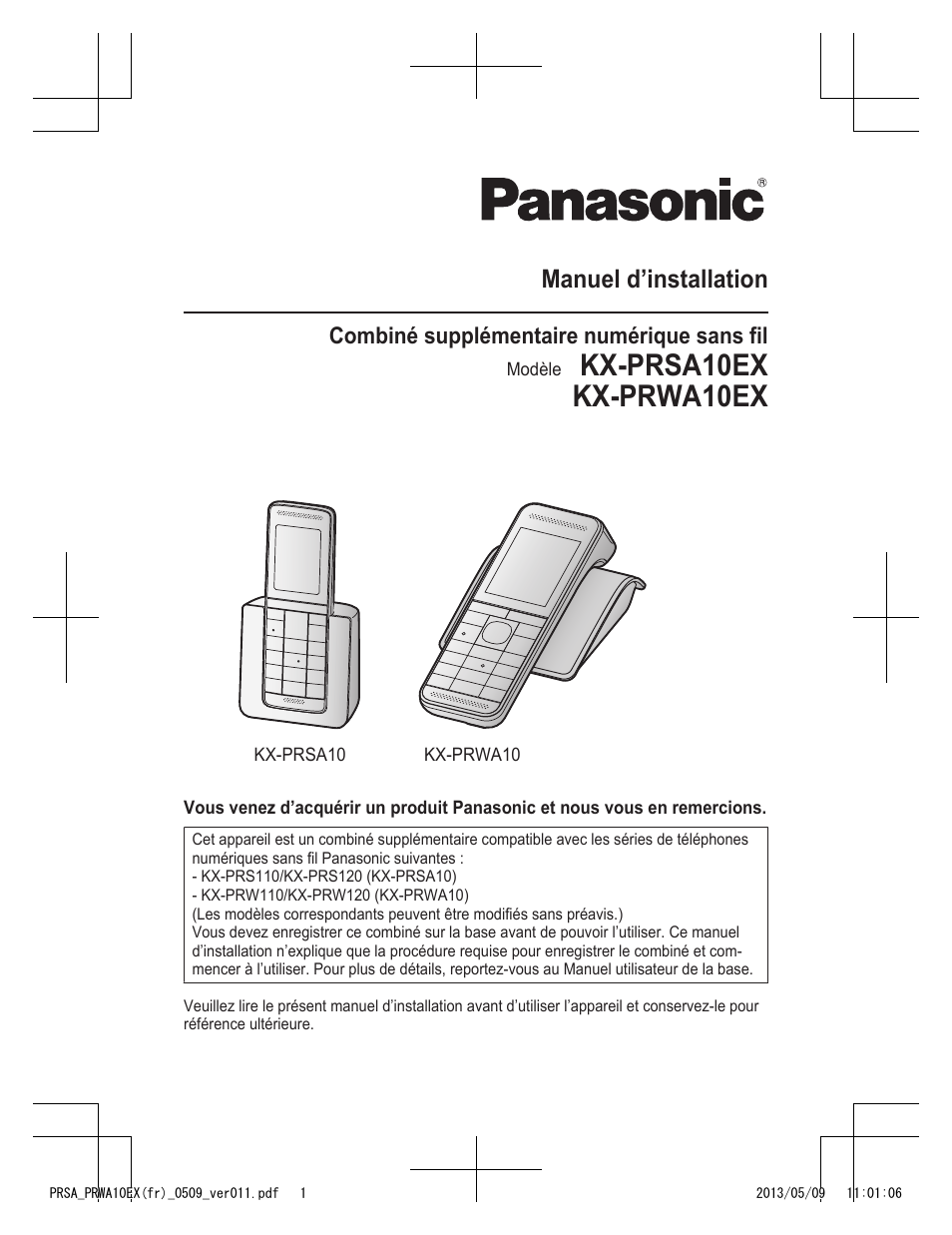 Prsa_prwa10ex(fr)_0509_ver011.pdf, Kx-prsa10ex kx-prwa10ex, Manuel d’installation | Panasonic KXPRSA10EX User Manual | Page 17 / 116