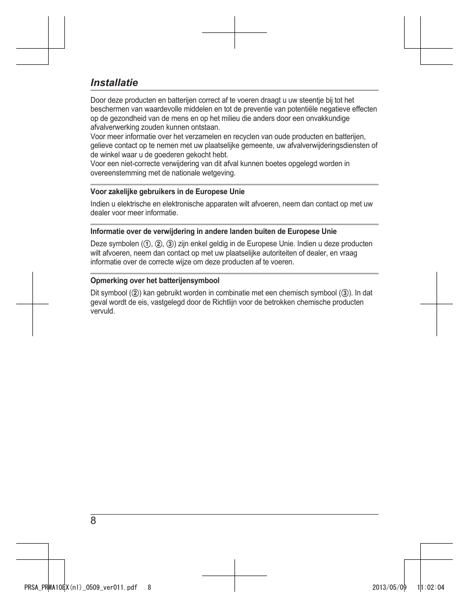 8installatie | Panasonic KXPRSA10EX User Manual | Page 32 / 116
