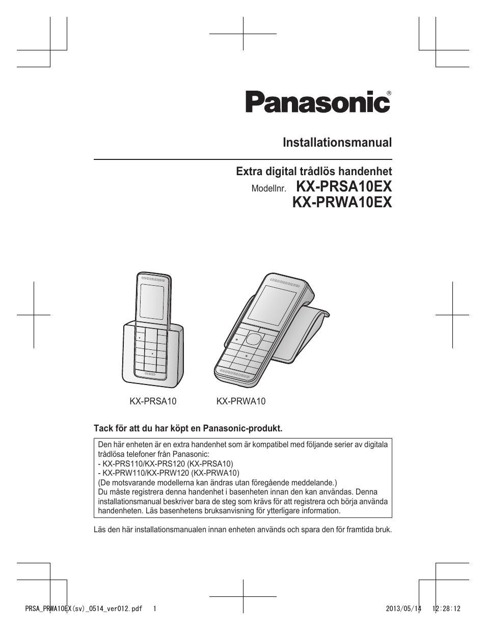 Prsa_prwa10ex(sv)_0514_ver040.pdf, Kx-prsa10ex kx-prwa10ex, Installationsmanual | Panasonic KXPRSA10EX User Manual | Page 33 / 116
