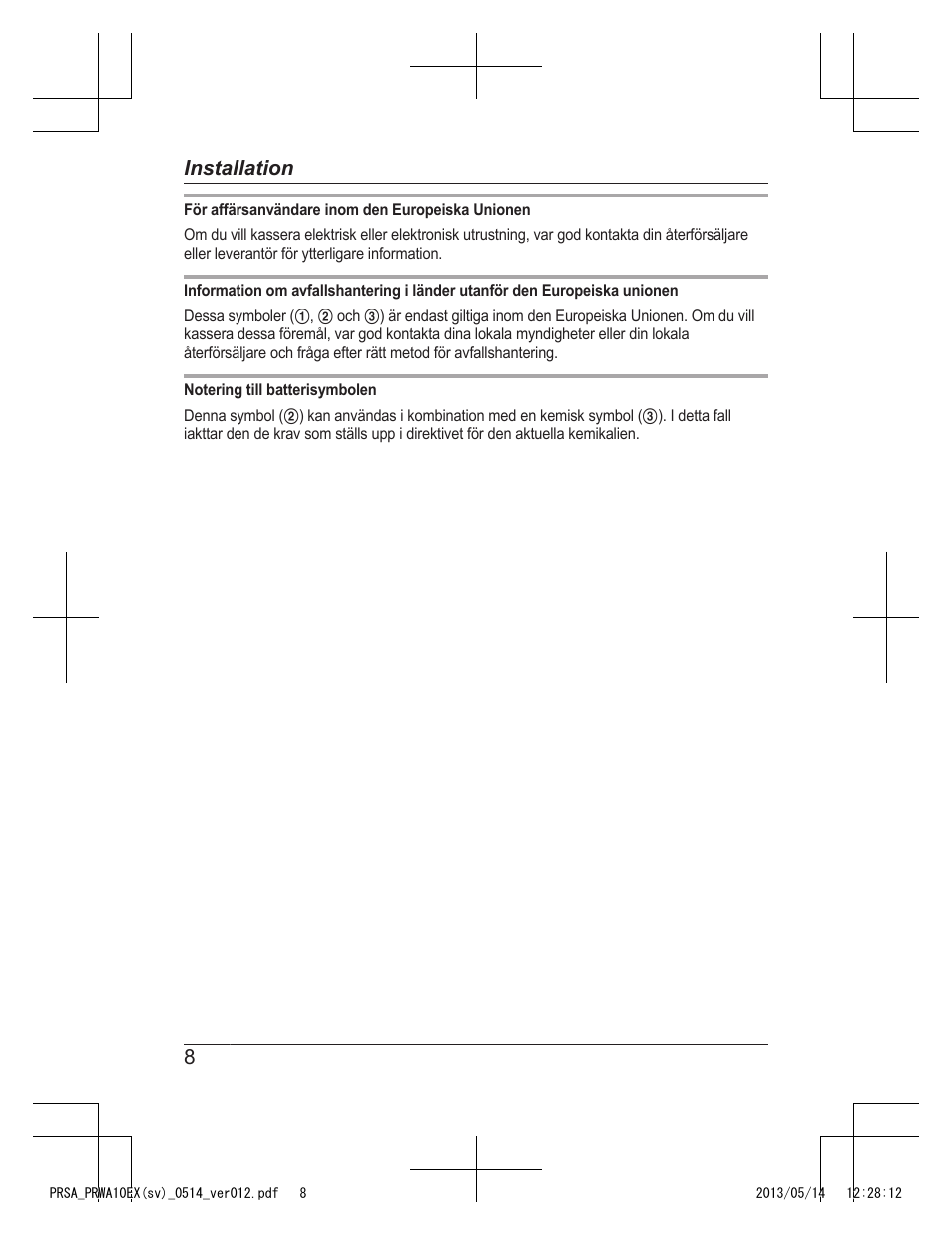 8installation | Panasonic KXPRSA10EX User Manual | Page 40 / 116