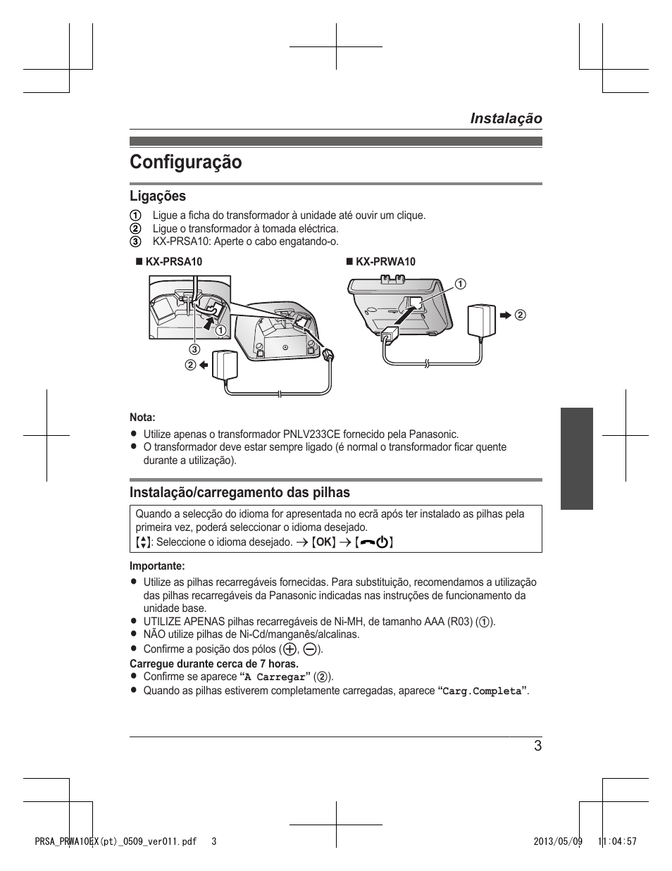 Configuração | Panasonic KXPRSA10EX User Manual | Page 59 / 116