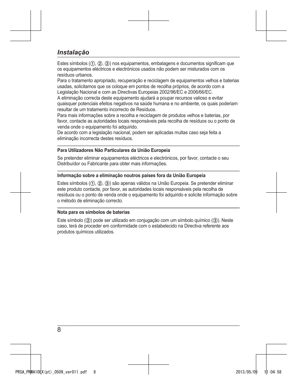 8instalação | Panasonic KXPRSA10EX User Manual | Page 64 / 116