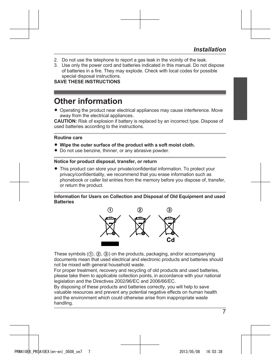 Other information | Panasonic KXPRSA10EX User Manual | Page 7 / 116