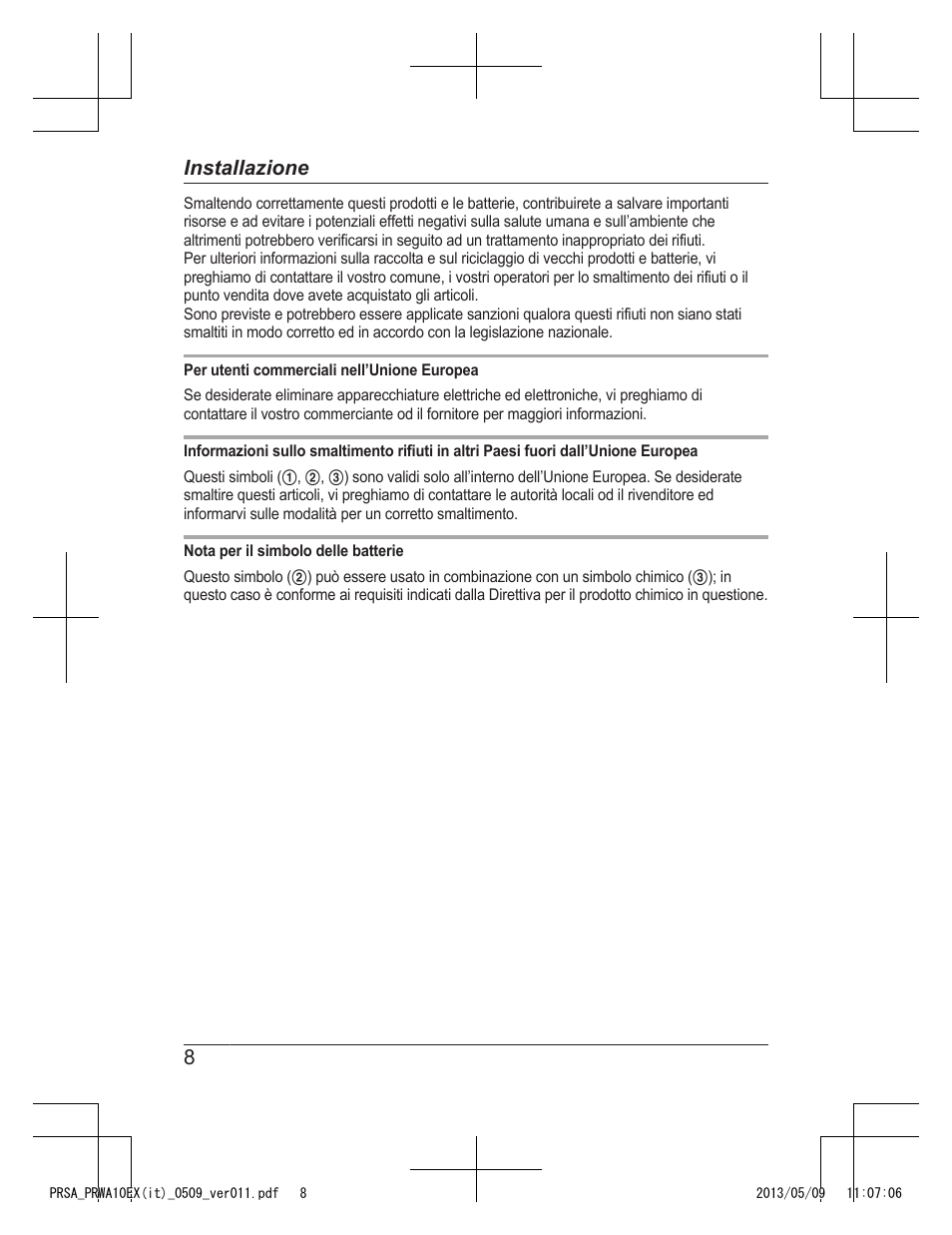 8installazione | Panasonic KXPRSA10EX User Manual | Page 96 / 116