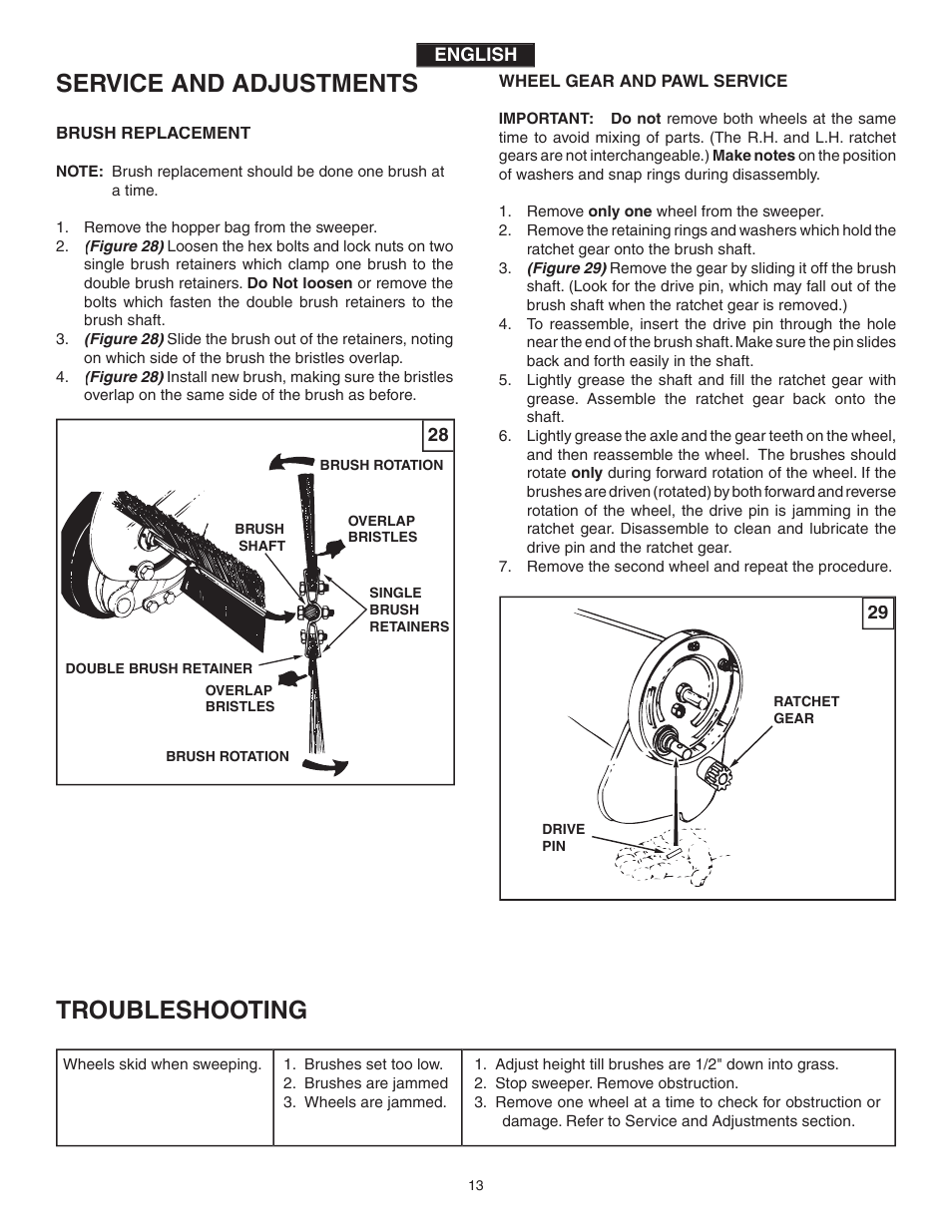 Service and adjustments troubleshooting | Agri-Fab 45-0320 User Manual | Page 13 / 28