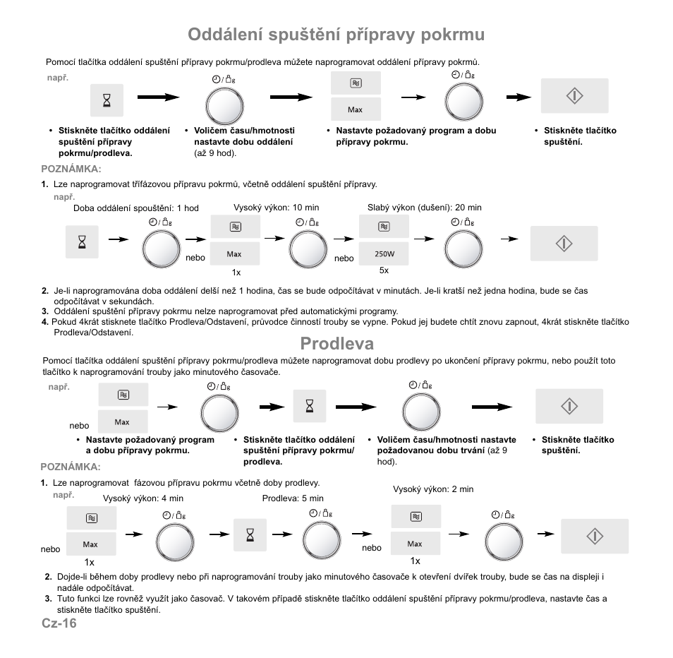 Oddálení spuštění přípravy pokrmu, Prodleva, Cz-16 | Panasonic NNGD560MEPG User Manual | Page 151 / 193