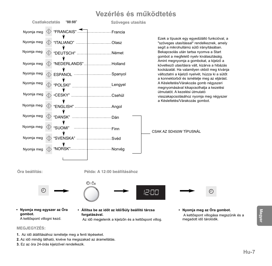 Vezérlés és működtetés, Hu-7 | Panasonic NNGD560MEPG User Manual | Page 161 / 193