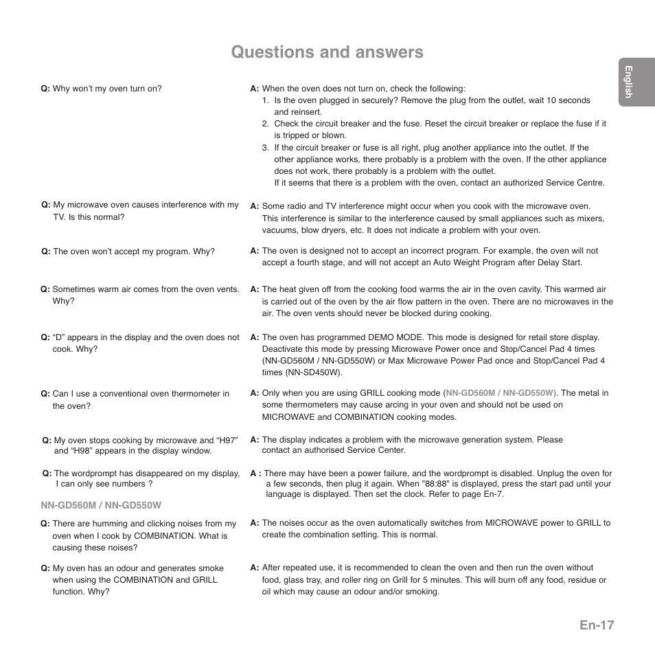 Questions and answers, En-17 | Panasonic NNGD560MEPG User Manual | Page 19 / 193