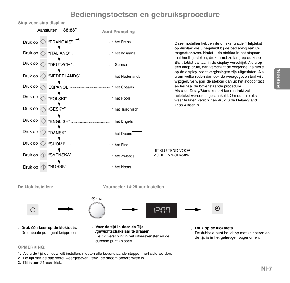 Bedieningstoetsen en gebruiksprocedure, Nl-7 | Panasonic NNGD560MEPG User Manual | Page 47 / 193