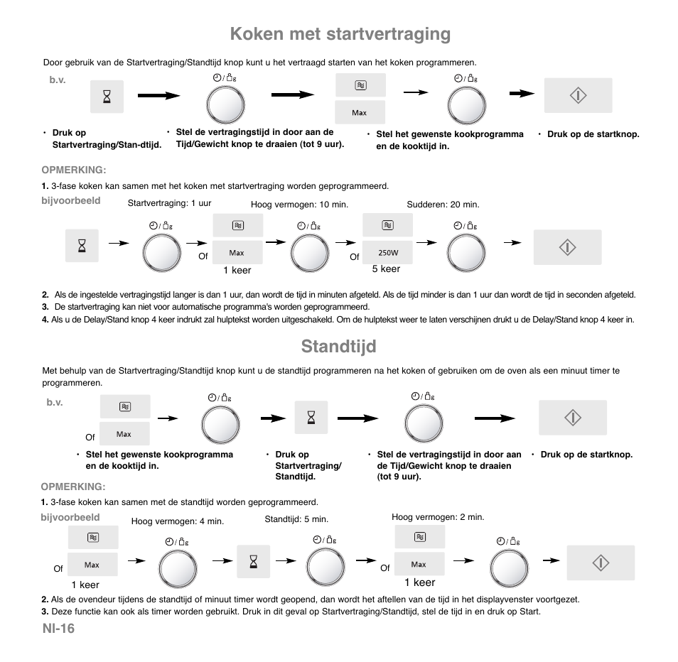 Standtijd, Koken met startvertraging, Nl-16 | Panasonic NNGD560MEPG User Manual | Page 56 / 193