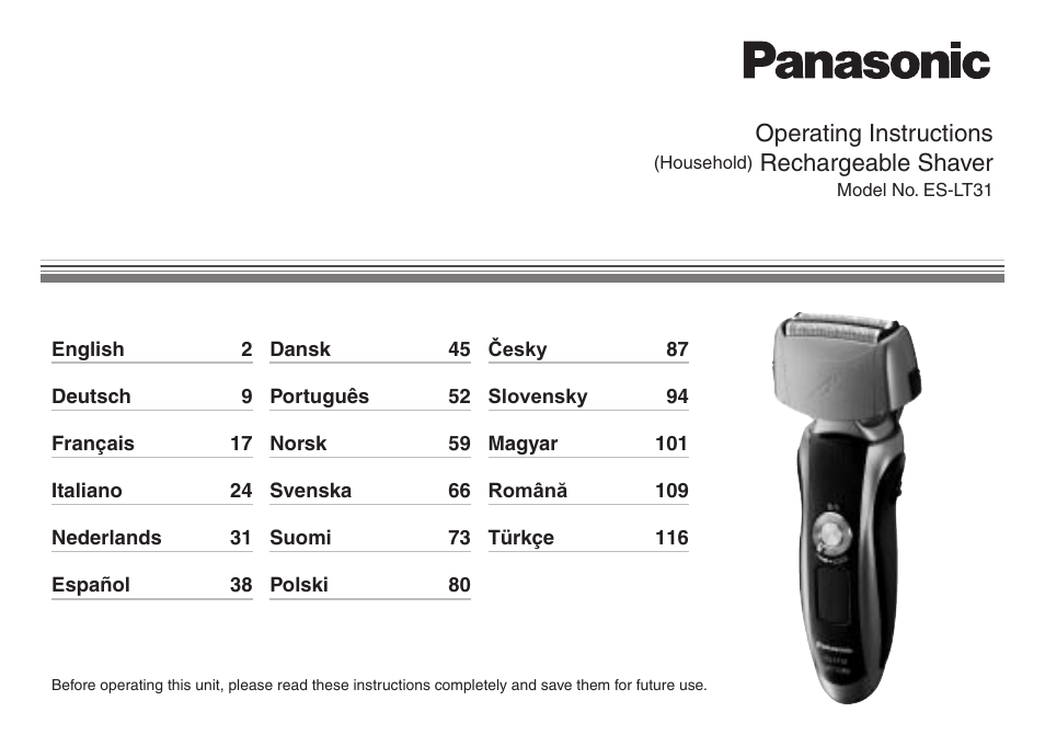 Panasonic ESLT31 User Manual | 124 pages