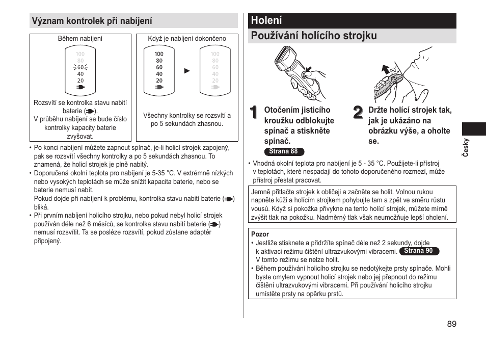 Holení používání holícího strojku | Panasonic ESLT31 User Manual | Page 89 / 124