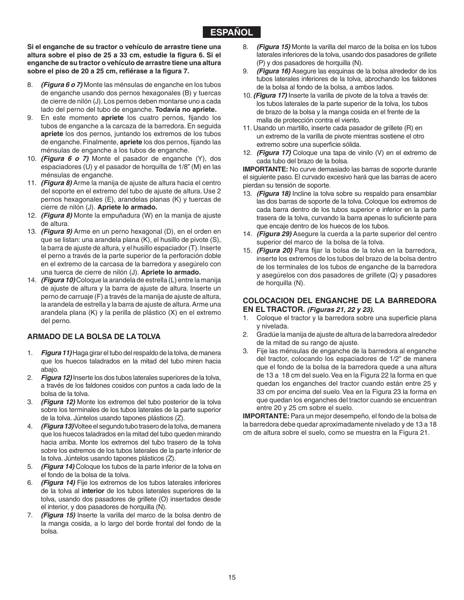 Español | Agri-Fab 45-03261 User Manual | Page 15 / 24