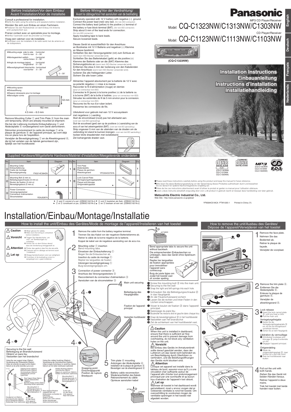 Panasonic CQC1303NW User Manual | 6 pages