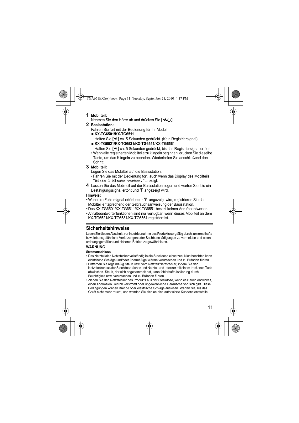 Panasonic KXTGA651EX User Manual | Page 11 / 80