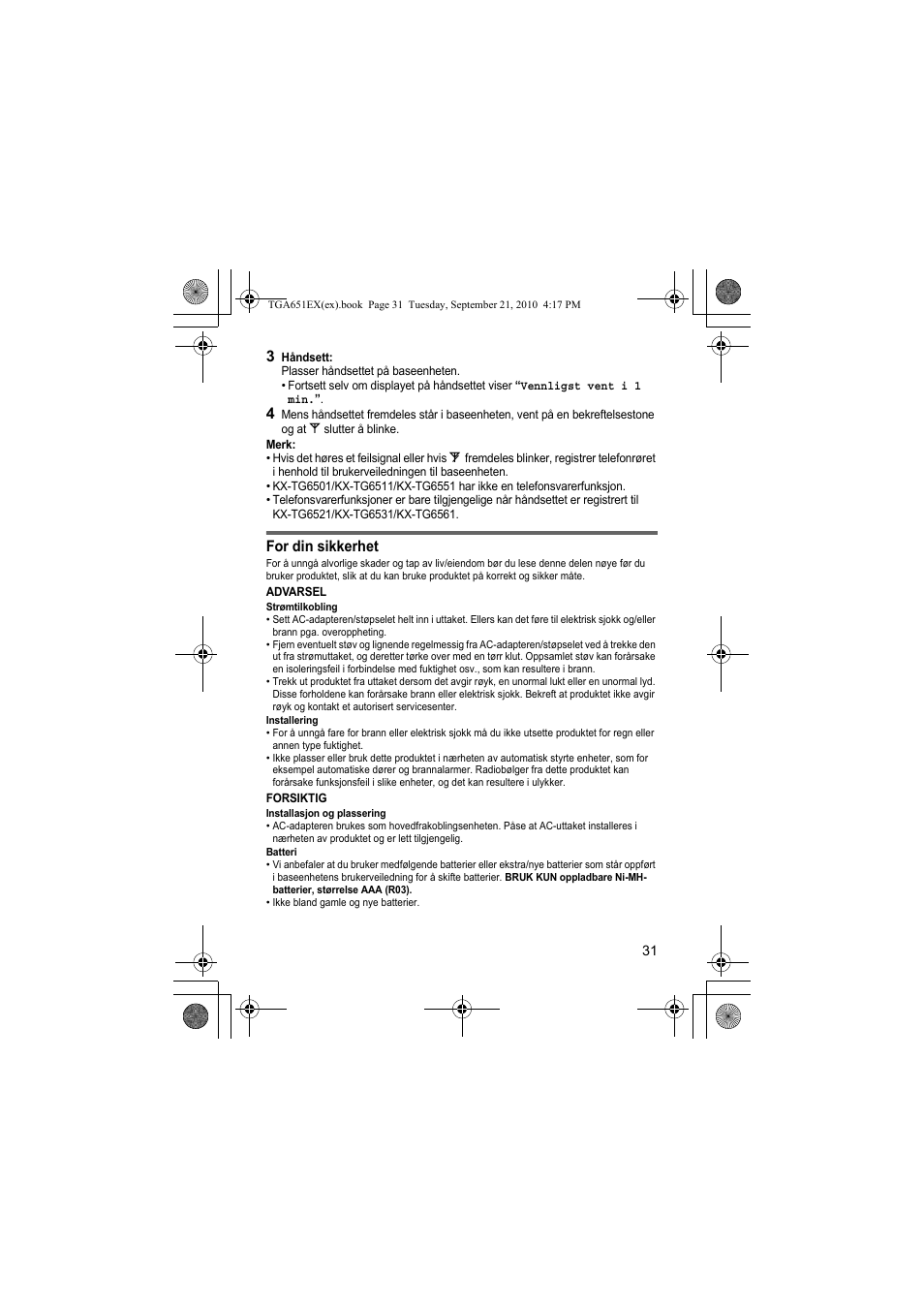 Panasonic KXTGA651EX User Manual | Page 31 / 80