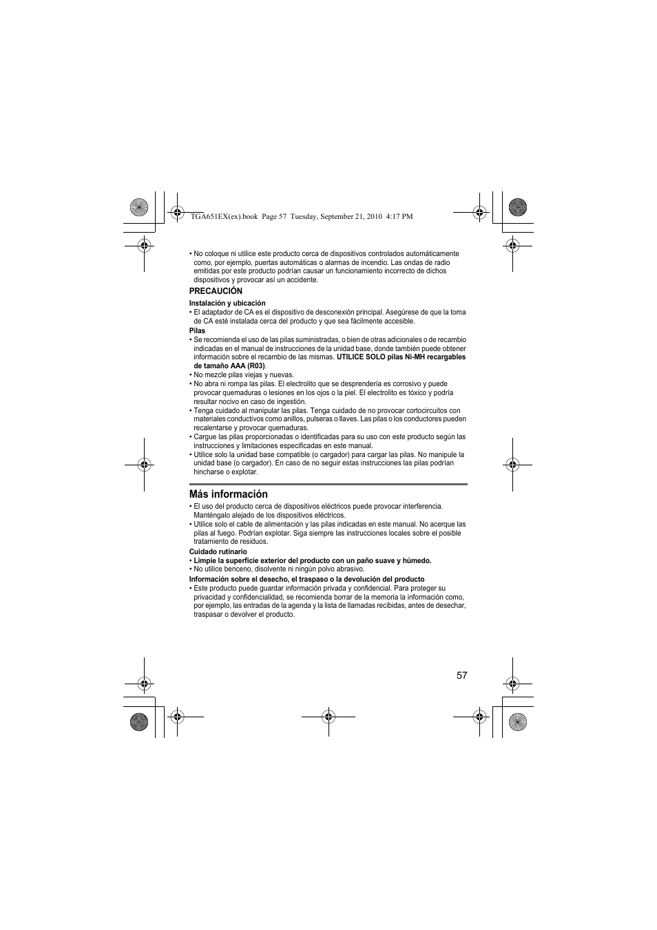 Más información | Panasonic KXTGA651EX User Manual | Page 57 / 80