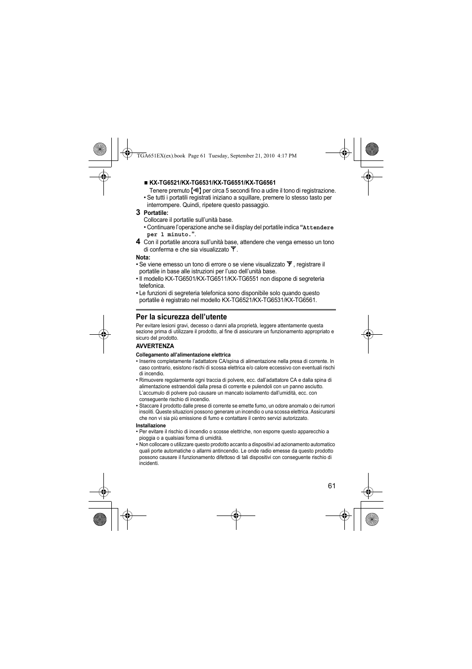 Panasonic KXTGA651EX User Manual | Page 61 / 80