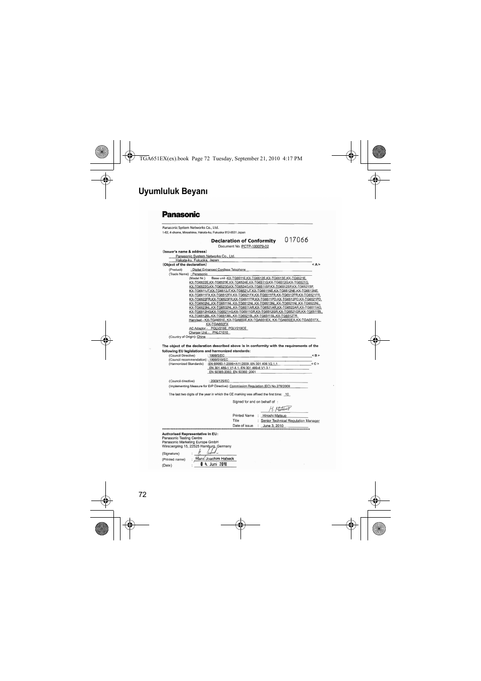 Panasonic KXTGA651EX User Manual | Page 72 / 80