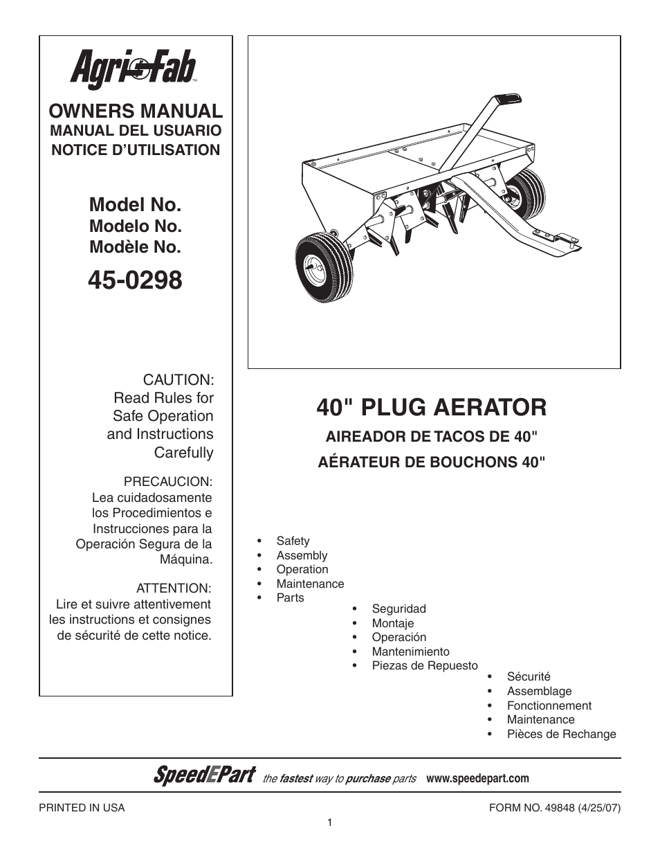 Agri-Fab 45-0298 User Manual | 20 pages