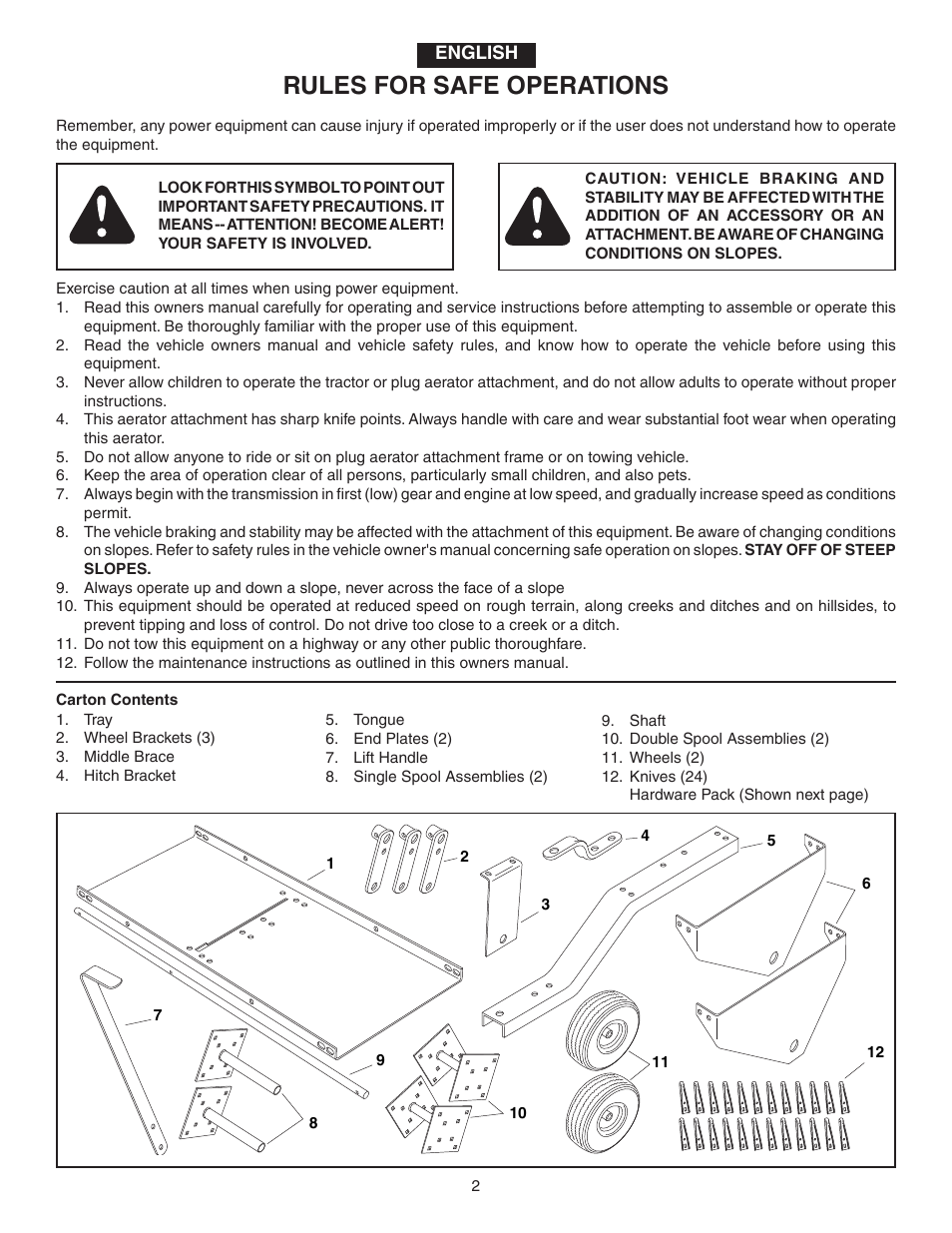 Rules for safe operations | Agri-Fab 45-0298 User Manual | Page 2 / 20