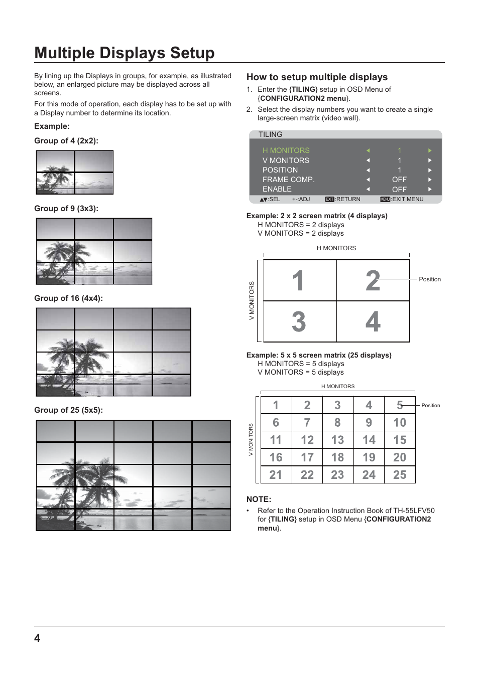 Multiple displays setup, Note | Panasonic TYRM50VW User Manual | Page 6 / 72