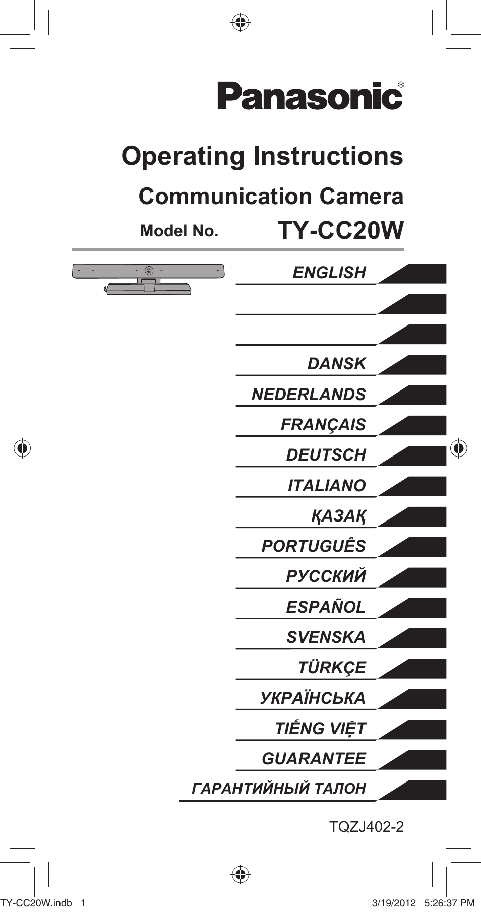 Panasonic TYCC20W User Manual | 188 pages