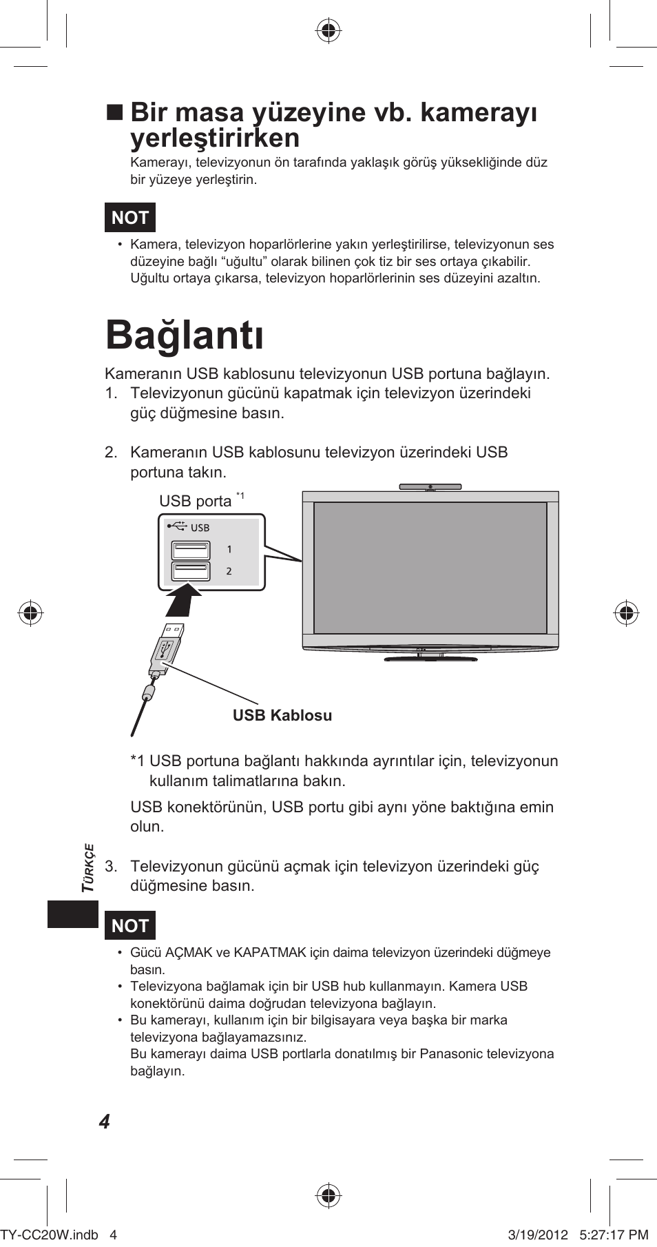 Bağlantı, Bir masa yüzeyine vb. kamerayı yerleştirirken | Panasonic TYCC20W User Manual | Page 128 / 188
