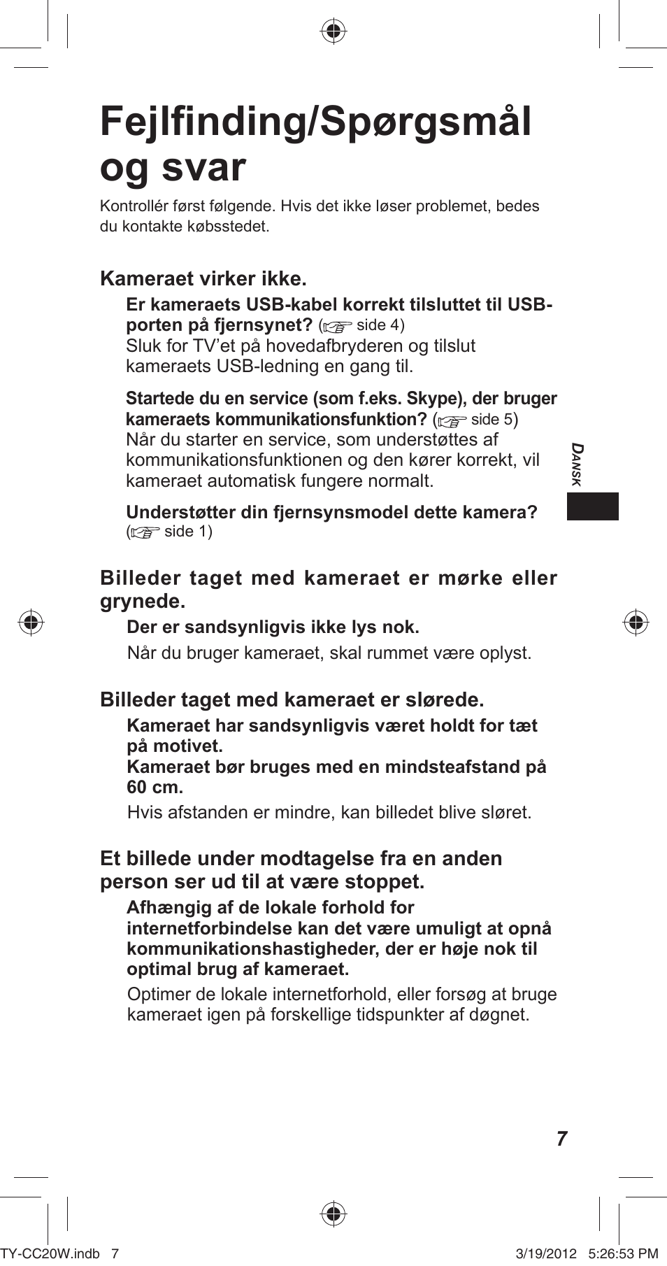 Fejlfi nding/spørgsmål og svar | Panasonic TYCC20W User Manual | Page 49 / 188