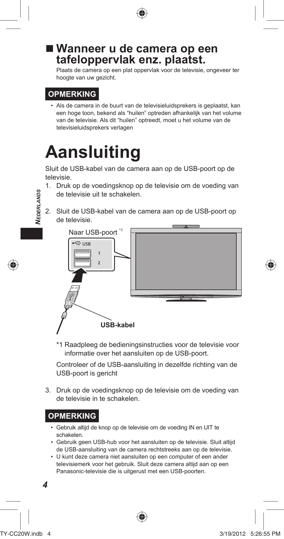 Aansluiting | Panasonic TYCC20W User Manual | Page 54 / 188