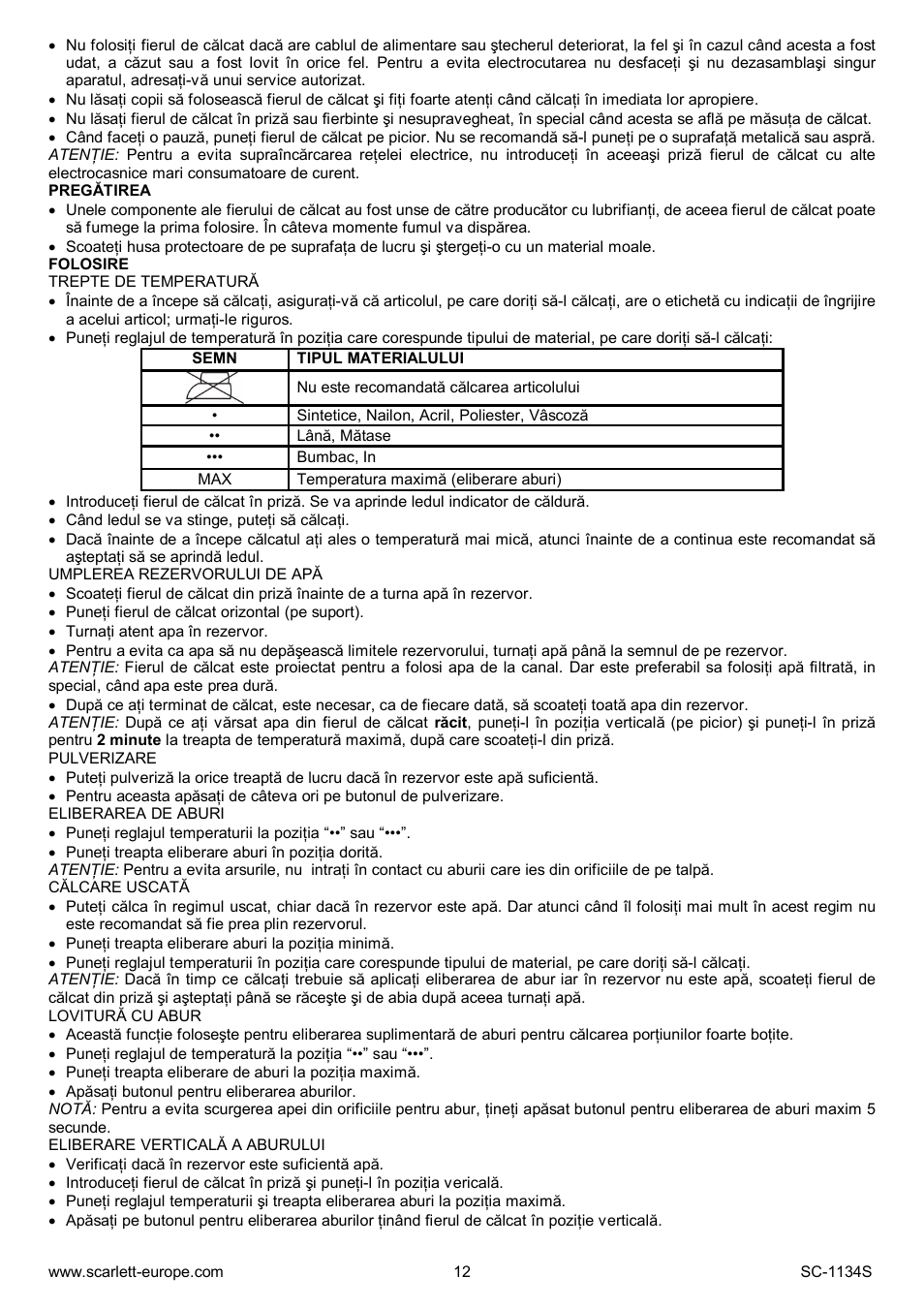 Scarlett SC-1134S User Manual | Page 12 / 27