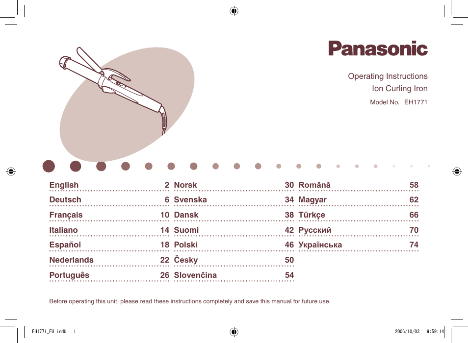 Panasonic EH1771 User Manual | 80 pages