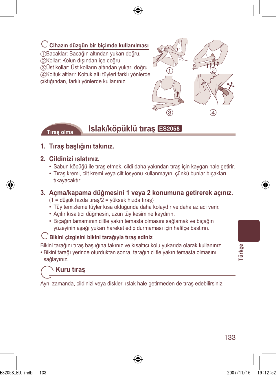 Islak/köpüklü tıraş | Panasonic ES2056 User Manual | Page 133 / 168