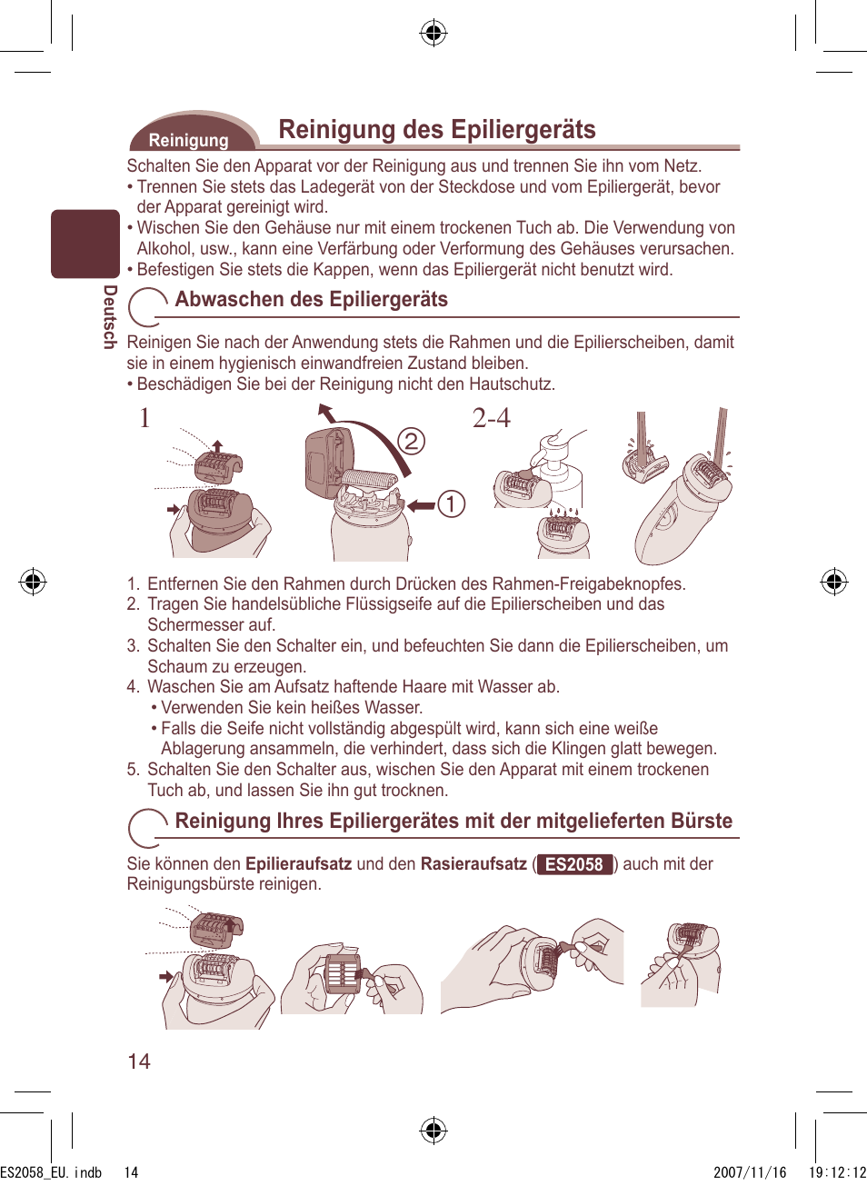 Reinigung des epiliergeräts | Panasonic ES2056 User Manual | Page 14 / 168