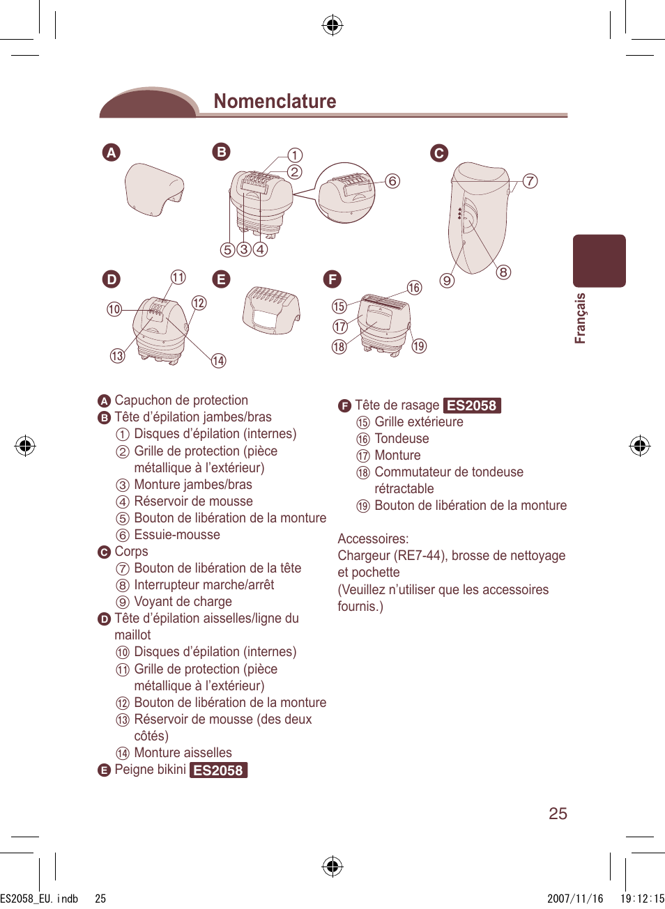 Nomenclature | Panasonic ES2056 User Manual | Page 25 / 168