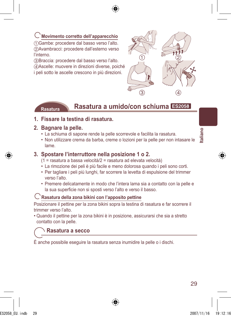 Rasatura a umido/con schiuma | Panasonic ES2056 User Manual | Page 29 / 168