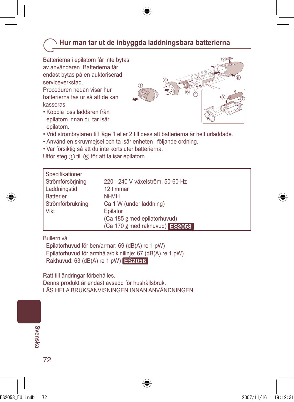 Panasonic ES2056 User Manual | Page 72 / 168